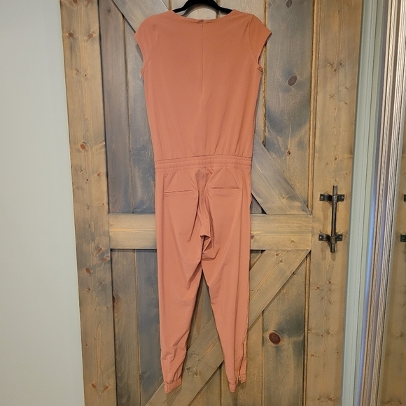RARE Albion Jetsetter Short Sleeve Jogger Jumpsuit Coral Salmon Orange Size XS - Picture 6 of 6